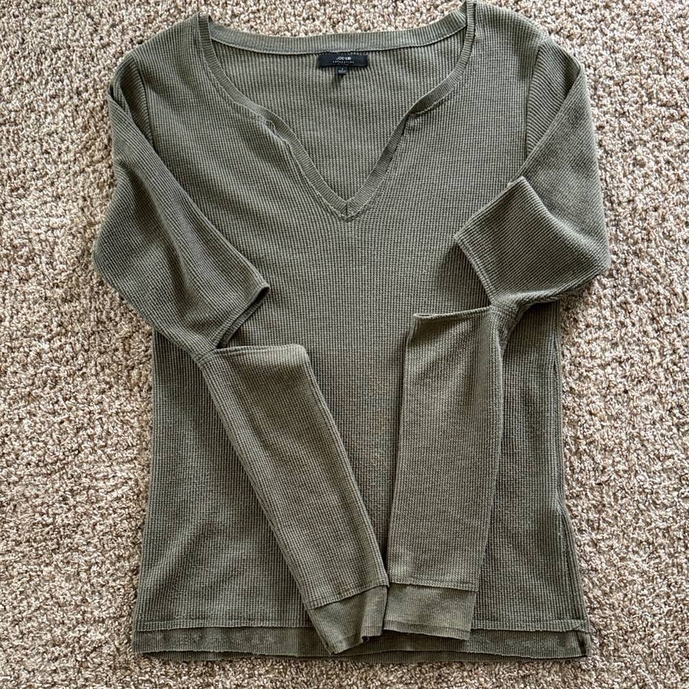 Joe’s Jeans Olive Thermal Long Sleeve V-Neck Top